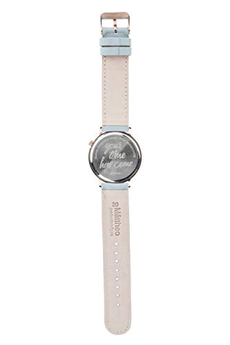Reloj Minimalista para Hombre o Mujer. Modelo Coco Blue. Correa de Cuero y Ajustable. Reloj de Esfera Redonda de diámetro de 40mm. Reloj Resistente al Agua.