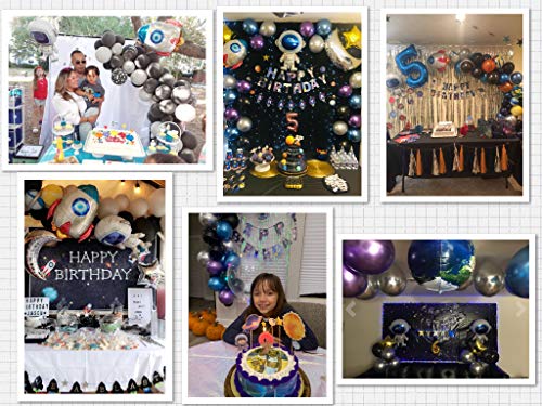 Remebe Decoraciones Cumpleaños, Decoraciones de Fiesta temáticas del Espacio Exterior, Astronauta Cohete Globos Foil y Happy Birthday Pancarta Astronauta Globos Látex, Astronaut Foil Balloon Espacial
