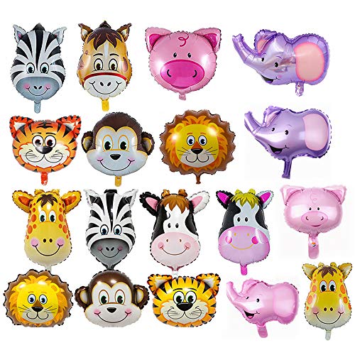 REYOK Globos Animales 18 Piezas Globo de Aluminio Animal Cumpleaños Globos, Decoración de la Fiesta de Cumpleaños de los Niños