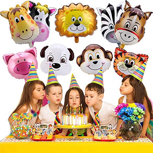 REYOK Globos Animales 18 Piezas Globo de Aluminio Animal Cumpleaños Globos, Decoración de la Fiesta de Cumpleaños de los Niños