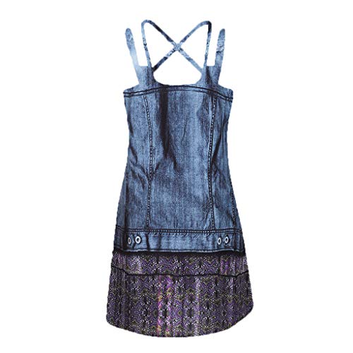 riou Vestidos Casual para Mujer Vestido Casual Verano sin Mangas Cuello Redondo con Estampado Ropa de Playa Vestidos De Fiesta Elegantes Vintage Tops