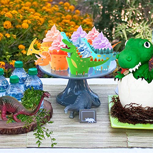 Rmeet Cupcake Wrappers Dinosaur,36 Pack Dinosaur Papel Magdalenas Decoración para Tartas para Cumpleaños Niños Dinosaurios Decoración para Fiestas Favors