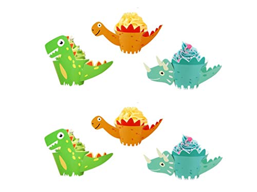 Rmeet Cupcake Wrappers Dinosaur,36 Pack Dinosaur Papel Magdalenas Decoración para Tartas para Cumpleaños Niños Dinosaurios Decoración para Fiestas Favors