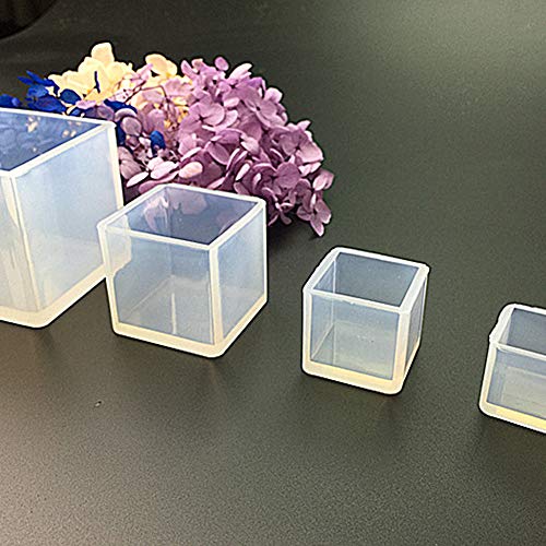 Rocita Cubo Cuadrado Resina de moldeo moldes de Gran Claro Bricolaje Silicona Moldes de Resina Epoxi Arte de DIY Haciendo Accesorios-4pcs (20/25/35 / 50mm) para su Casa