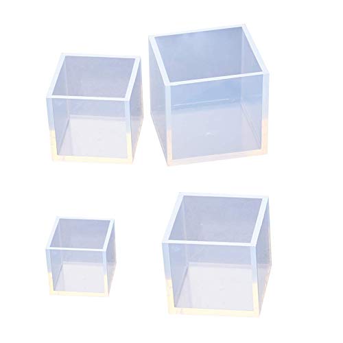 Rocita Cubo Cuadrado Resina de moldeo moldes de Gran Claro Bricolaje Silicona Moldes de Resina Epoxi Arte de DIY Haciendo Accesorios-4pcs (20/25/35 / 50mm) para su Casa