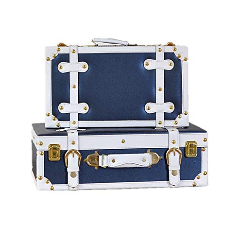 ROGF Maleta Retro Maleta Cajas de Almacenamiento de la Escuela Hogar, Set de 2 Maletas de Almacenamiento Retro del Cofre del Tesoro Caja de Almacenamiento de la Vendimia para la Familia y los Viajes