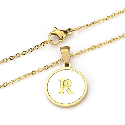 Ronda cuenco de acero inoxidable collar de 26 letras, de titanio de acero colgante de oro en simples Inglés,VS