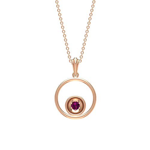 Rosec Jewels 10 quilates oro rosa redonda Pink rodolita