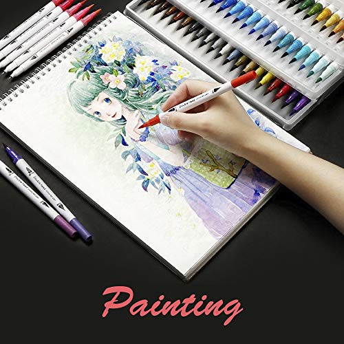 Rotuladores de Punta Doble, 60 Colores con Rotuladores Punta Pincel Acuarelables Marcadores, Bolígrafos Fineliner, Marcadores de Color de Agua para Pintar
