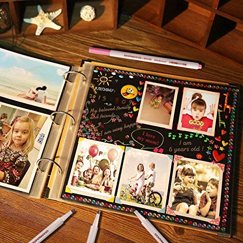 Rotuladores metálicos, juego de 10 colores surtidos para Album de fotos Vidrio Papel negro Álbum de recortes Tarjeta de regalo de bricolaje El plastico Cerámico Libro de visitas(Punta de pincel)