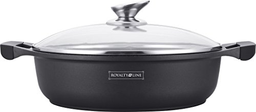 Royalty Line RL de br26 m 26 cm, Marble Coating Low Wide Casserole con Glass Lid