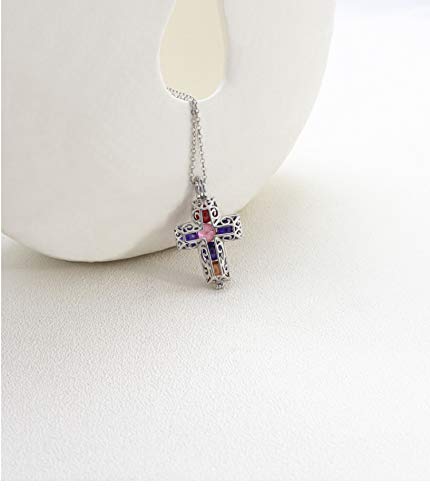 RQQ EsES Colgante Cruzado Femenino S295 Esfera de Plata Pura Collar clavícula