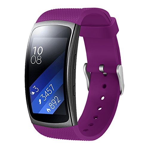 Rukoy Correas para Samsung Gear Fit2 Band/Gear Fit2 Pro [Paquete de 2: Verde Azulado + púrpura], Accesorios para Baterías de Repuesto para Samsung Gear Fit2 Pro SM-R365/Gear Fit2 SM-R360(5.9"-7.5")