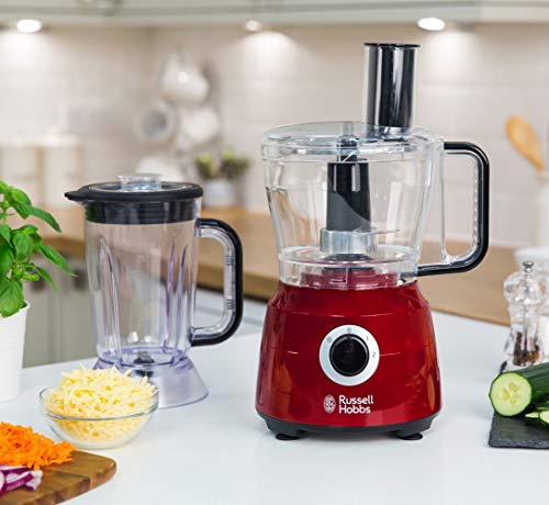Russell Hobbs Desire - Procesador de Alimentos (Licuadora, Amasador, Cortador de verduras, 600 W, Rojo) - ref. 24730-56