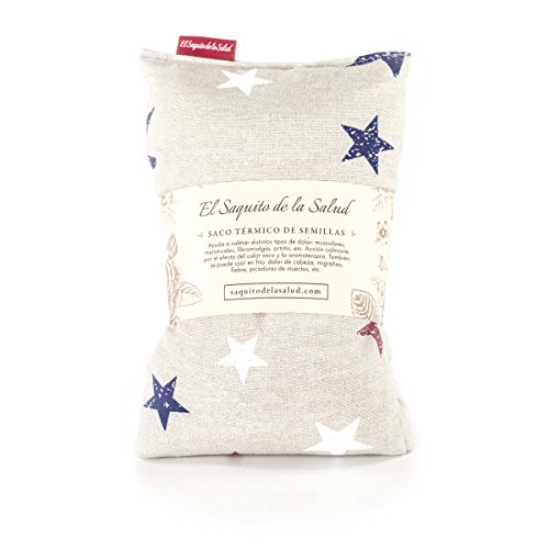 Saco Térmico de Semillas Aroma Lavanda, Azahar o Romero Tejido Gris con Estrellas (Sin Aroma, 50_cm)