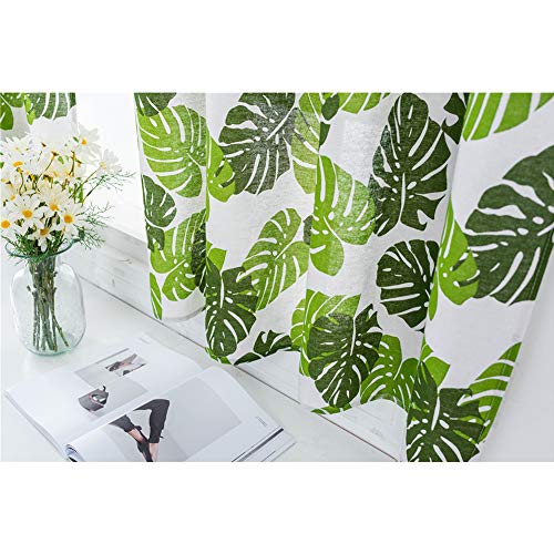 SADA72 Cortinas Opacas para Ventana, pequeñas Cortinas térmicas aislantes para el Sol, Cortinas Decorativas de Moda Cortas para la Cocina y el balcón, Leaf, Tamaño Libre