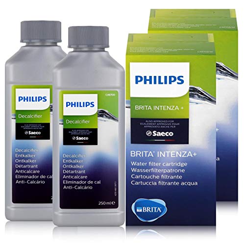 Saeco - Juego de 2 filtros de agua Brita y 2 descalcificadores Saeco