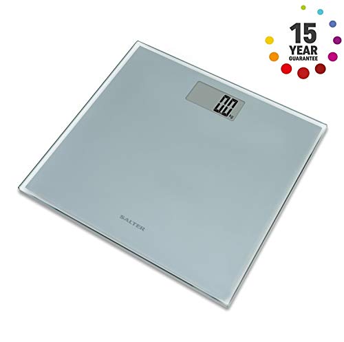 Salter Báscula de baño electrónica, 8 mm de vidrio templado, Pantalla de fácil lectura, Garantía 15 años