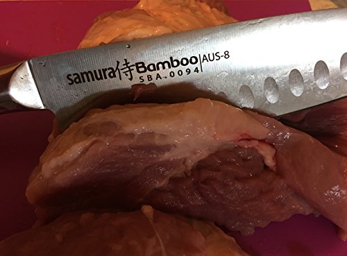 Samura Bamboo Asian Professional Japonés Santoku Suelo hueco 6,3"/160 mm.Dureza 59 HRC