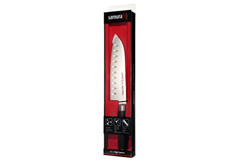 SAMURA MO-V Asiático Profesional Japonés Santoku Hollow Ground 7.0"/180mm Material del Mango G-10. Dureza 59 HRC…