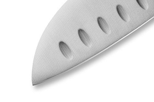 SAMURA MO-V Asiático Profesional Japonés Santoku Hollow Ground 7.0"/180mm Material del Mango G-10. Dureza 59 HRC…