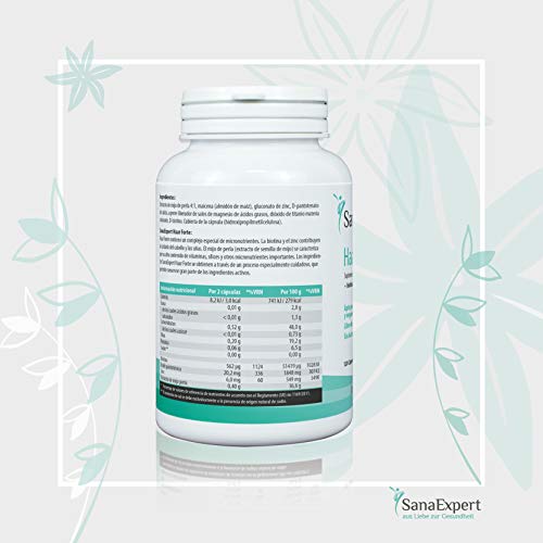 SanaExpert Haar Forte, Suplemento Capilar para el Crecimiento y Fortalecimiento del Pelo, Biotina, Zinc y Mijo de Perla, 120 Cápsulas