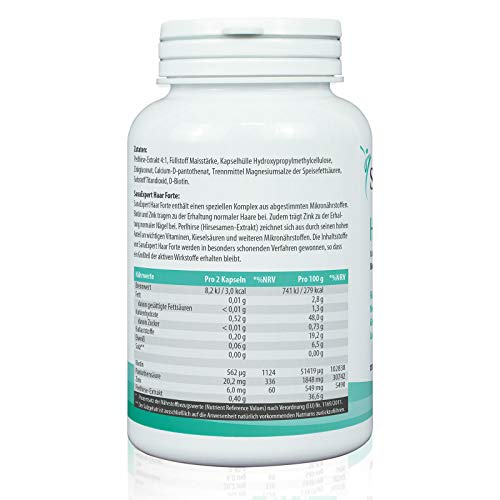 SanaExpert Haar Forte, Suplemento Capilar para el Crecimiento y Fortalecimiento del Pelo, Biotina, Zinc y Mijo de Perla, 120 Cápsulas