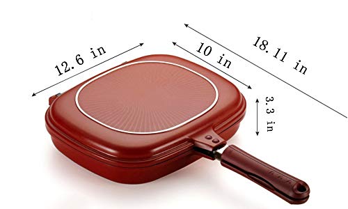 Sartén para Parrilla de Doble Cara, Antiadherente, Estufa de Barbacoa portátil, sartén para Tortilla de Doble Cara, sartén abatible para Pollo cocido en Interiores y Exteriores (32 CM)
