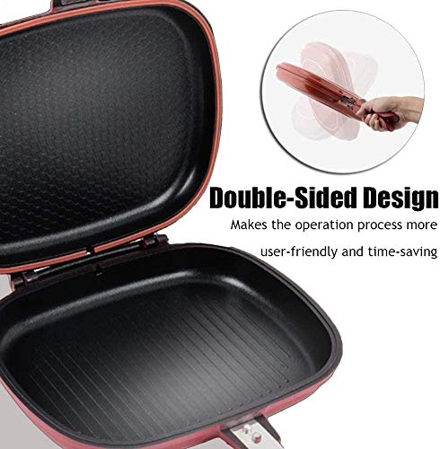 Sartén para Parrilla de Doble Cara, Antiadherente, Estufa de Barbacoa portátil, sartén para Tortilla de Doble Cara, sartén abatible para Pollo cocido en Interiores y Exteriores (32 CM)