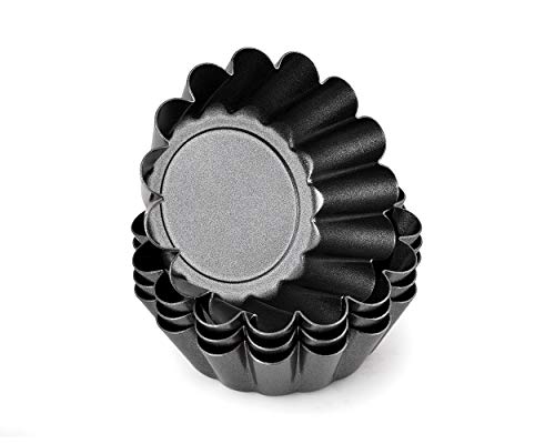 SCSpecial 6,5 cm Antiadherente Mini Sartenes Tartas Set de 12 piezas DIY Individual Redondo Molde para muffins Moldes para hornear