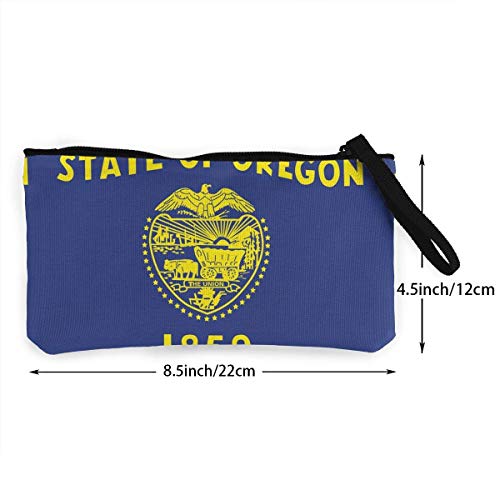 SDFGJ Monedero de Lona con Bandera del Estado de Oregon, Monedero Divertido, Monedero, Monedero, Bolsa para teléfono móvil con Cremallera