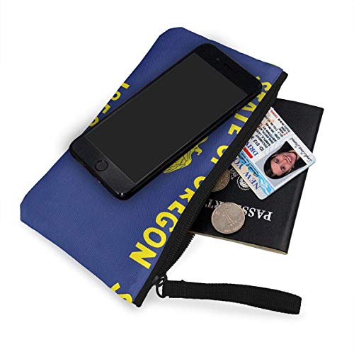 SDFGJ Monedero de Lona con Bandera del Estado de Oregon, Monedero Divertido, Monedero, Monedero, Bolsa para teléfono móvil con Cremallera