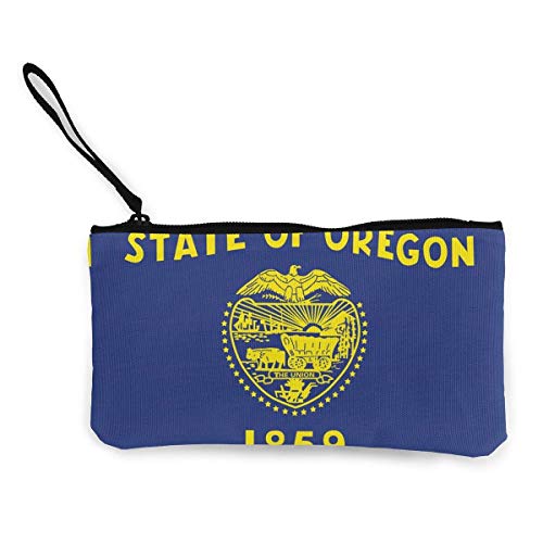 SDFGJ Monedero de Lona con Bandera del Estado de Oregon, Monedero Divertido, Monedero, Monedero, Bolsa para teléfono móvil con Cremallera