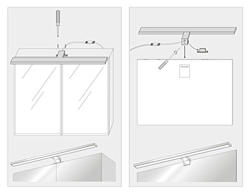 SEBSON® Lámpara LED Espejo, baño IP44 40cm, pinza + armario, luz blanca neutra 4000K, 400x106x40mm, 8W, 600lm