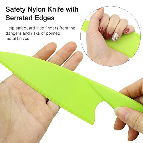 SelfTek 9 cuchillos de cocina de plástico para niños y chef, cuchillo de nailon corlorful cuchillos de cocina para hornear, fruta, pan, tarta, lechuga, ensalada