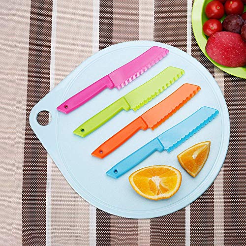 SelfTek 9 cuchillos de cocina de plástico para niños y chef, cuchillo de nailon corlorful cuchillos de cocina para hornear, fruta, pan, tarta, lechuga, ensalada