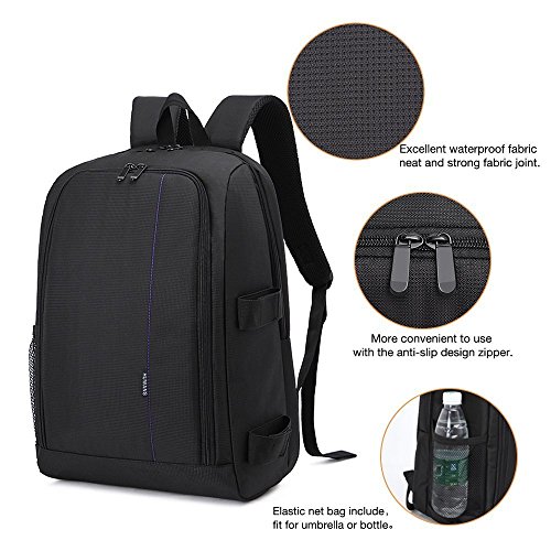 Selighting Mochila Fotográfica Multifunción y Impermeable para Cámaras Réflex Digital SLR Lentes Trípode Flash Laptop Portátil Canon Nikon Sony Drone y Accesorios (Rojo-3)