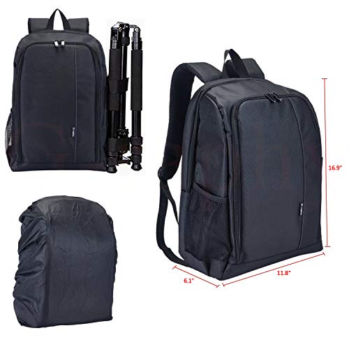 Selighting Mochila Fotográfica Multifunción y Impermeable para Cámaras Réflex Digital SLR Lentes Trípode Flash Laptop Portátil Canon Nikon Sony Drone y Accesorios (Rojo-3)
