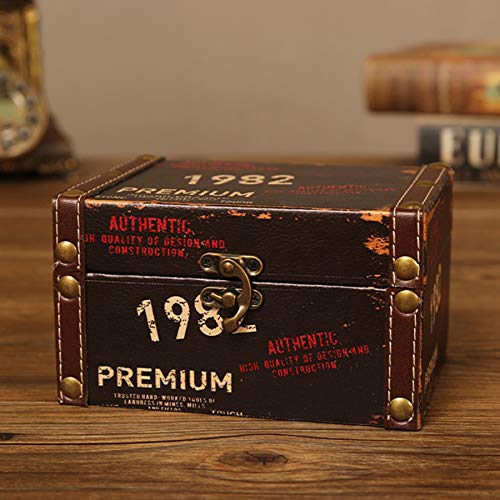 Semoic Maleta Decorativa de Almacenamiento Vintage Peque？A Caja de Madera Retro Casket Lock Caja de Almacenamiento de Escritorio Acabado Muhe Joyero Rose Butterfly