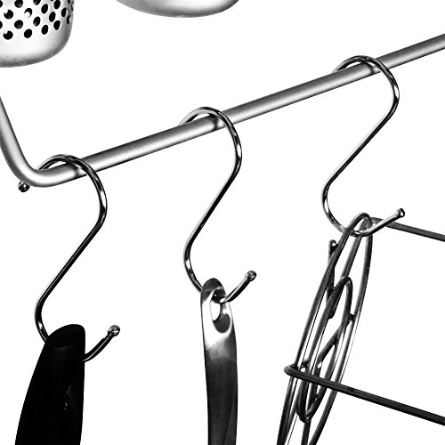 Senhai 20 Ganchos Colgantes en Forma de S en Paquete, 3,6 Pulgadas de Perchas de Metal de Acero Inoxidable para el gabinete de la Cocina Oficina del Dormitorio del baño - Talla M - Plata