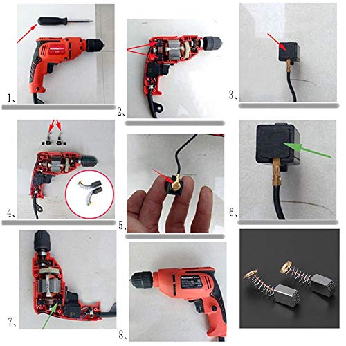 SENRISE - 10 escobillas de carbón para motor eléctrico. Escobillas de recambio de varios tamaños para herramientas eléctricas