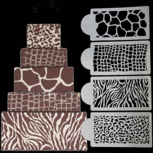 SEPTIEMBRE-EUROPA - 4 piezas de decoración de pasteles de cumpleaños para bodas, herramientas de panadería, cebras y leopardo