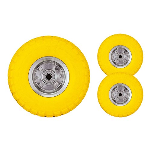 Set de dos neumáticos Bond Hardware de 25,4 cm para carros de carga y carretillas, amarillo