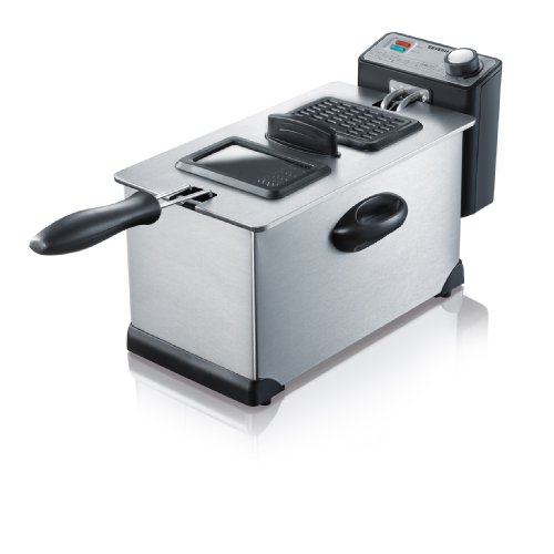 SEVERIN FR 2431 Freidora, Capacidad 3 L, Cantidad de Fritura 400 g, 2.000 W, Acero inoxidable/Negro