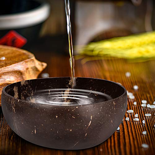 ShangSky Coconut Bowls - Cuenco de coco natural hecho a mano, respetuoso con el medio ambiente, para decoración, café, medium