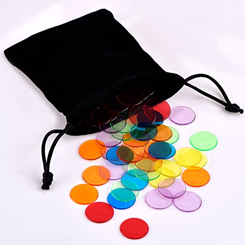 Shappy 120 Piezas de Contador de Color Transparente Marcador de Plástico Chips Bingo con Bolsa de Almacenaje