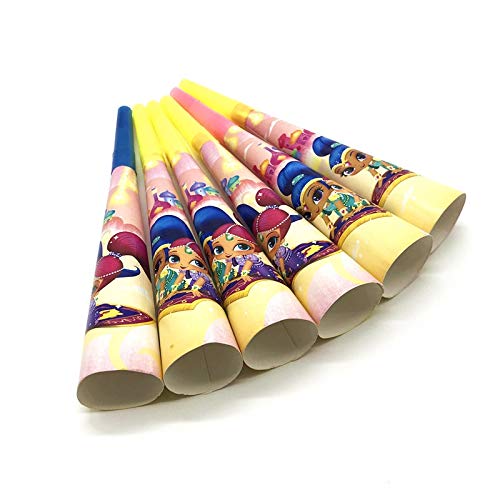 shimmer Shine Theme 1Set Bandeja De La Taza De Papel Servilleta Bolsa De Regalo Fiesta De Cumpleaños De La Boda Blowout Festival Banner Candy Box Supply, Horns-6Pcs
