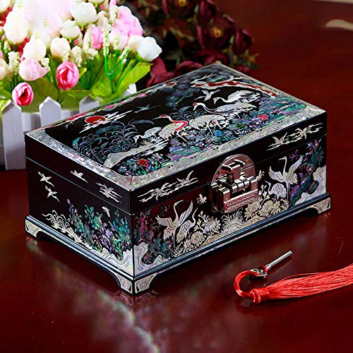 shixiaodan Caja Joyero Chino,Joyas Madera Almacenamiento de Empuje Caja luz Laca Puro Hecho a Mano joyería Caja de Madera Artesanías de Laca