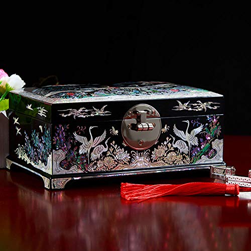 shixiaodan Caja Joyero Chino,Joyas Madera Almacenamiento de Empuje Caja luz Laca Puro Hecho a Mano joyería Caja de Madera Artesanías de Laca