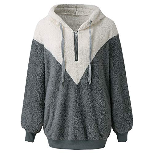 SHOBDW Liquidación Venta Mujer Sudadera con Capucha Suelta Tallas Grandes Jersey de Mujer Jersey otoño Invierno Manga Larga Remata Abrigo cálido (XL, Gris-2)